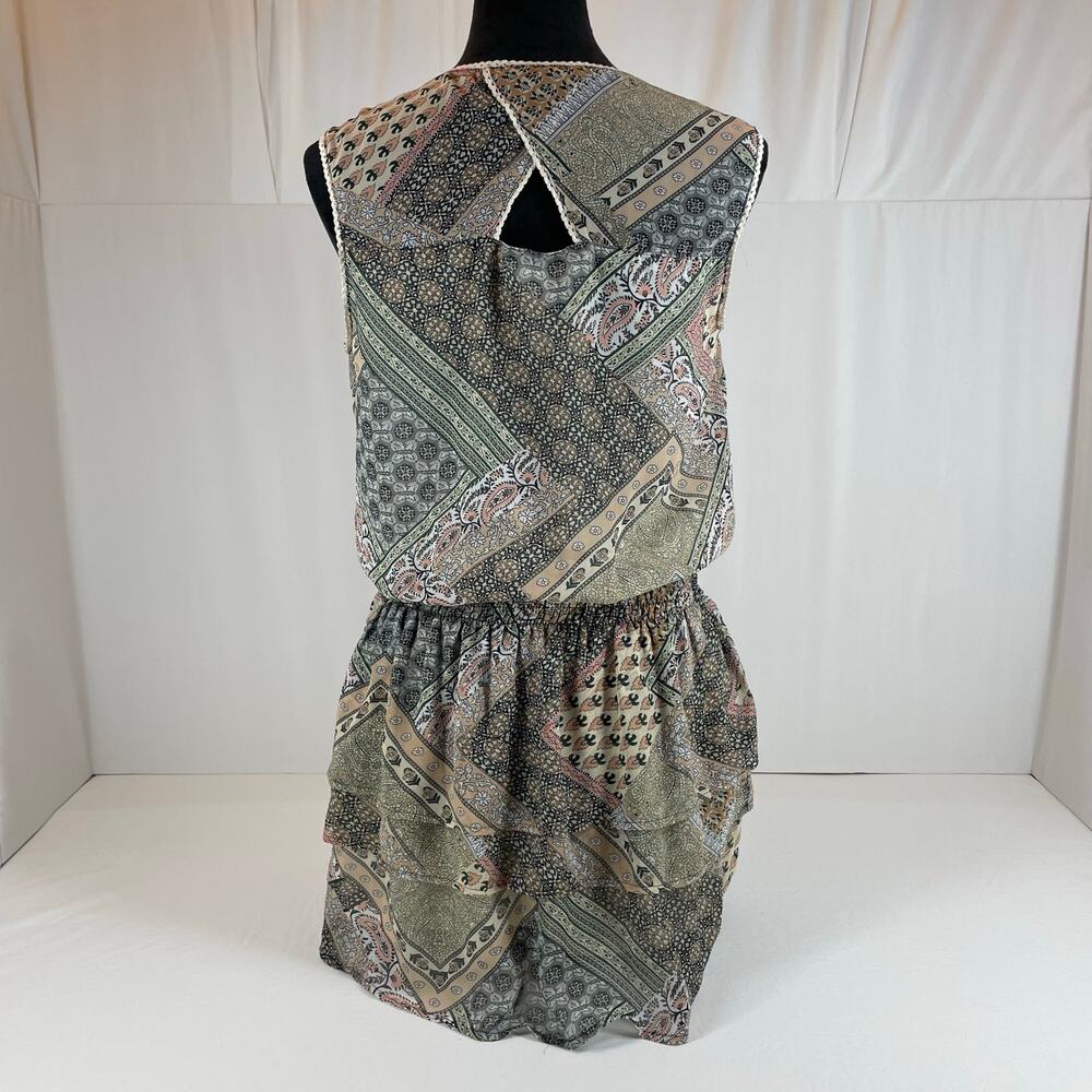Nylore Apparel Mixed Patchwork Paisley Sleeveless Ruffle Dress Medium - Picture 2 of 7
